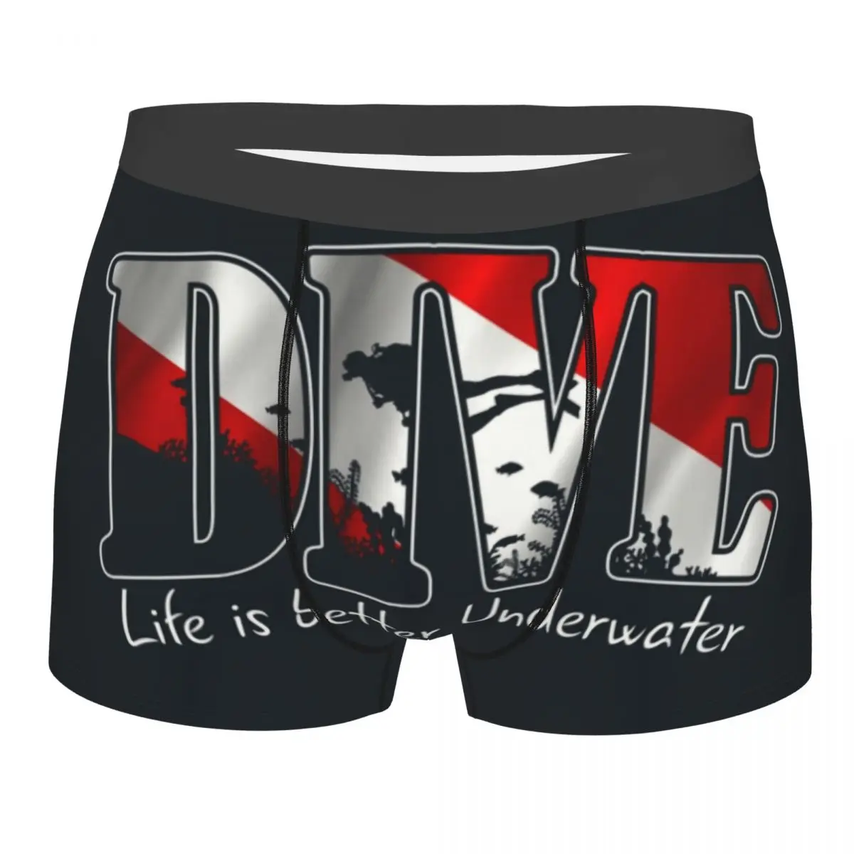 

Custom Scuba Diving Underwear Men Stretch Life is Better underwater Boxer Briefs