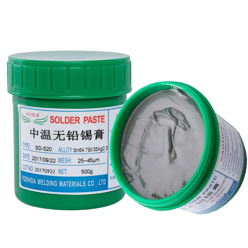 

SD-520 Medium Temperature Lead-Free SMT Solder Paste For LED Class Control Panel Set-Top Box Welding Sn64.7Bi35Ag0.3