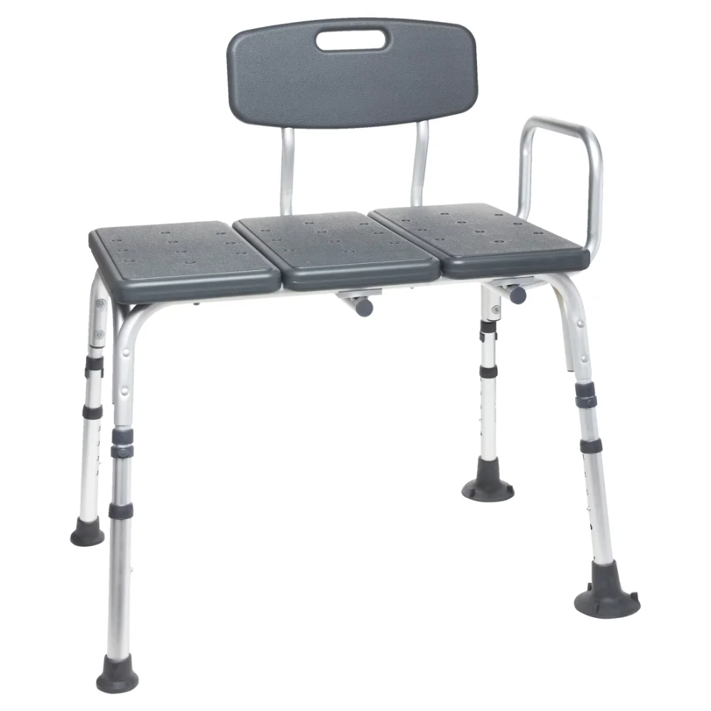 

Durable Transfer Bench with Back Rest, Shower Bench, Black