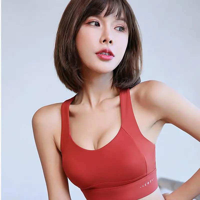 

Shockproof Sports Underwear Women Beauty Back Training Yoga Bras Oversized Summer Thin Running Fitness Vest Workout Tops