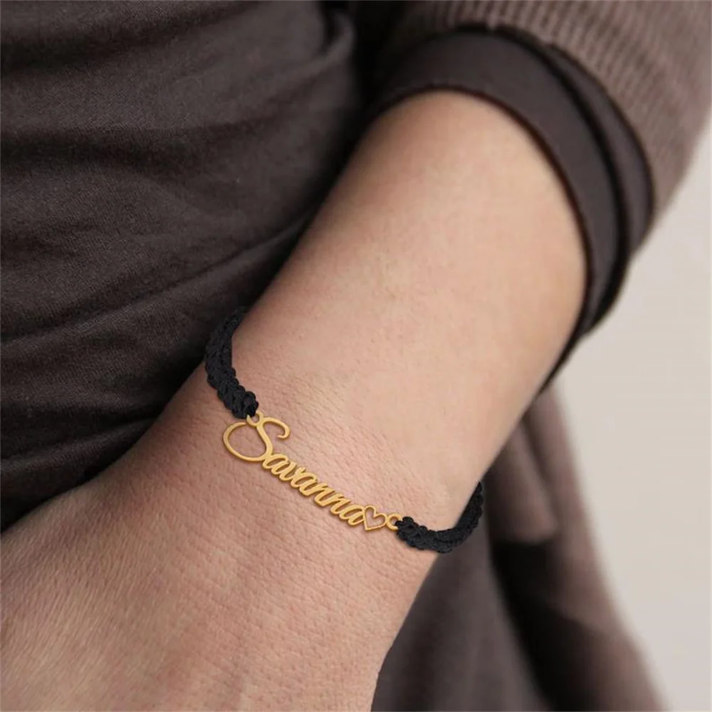 Персонализированные браслеты с именем на заказ веревочная цепочка регулируемый