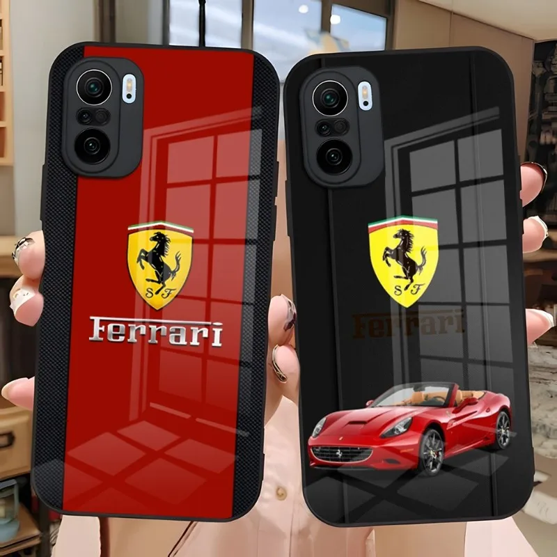 

Ferrari Luxury Car Phone Case Glass Design For Xiaomi Redmi Note 13 10 10T 11i 11T 11 9 8 11S Poco X3 M4 F3 Pro Covers