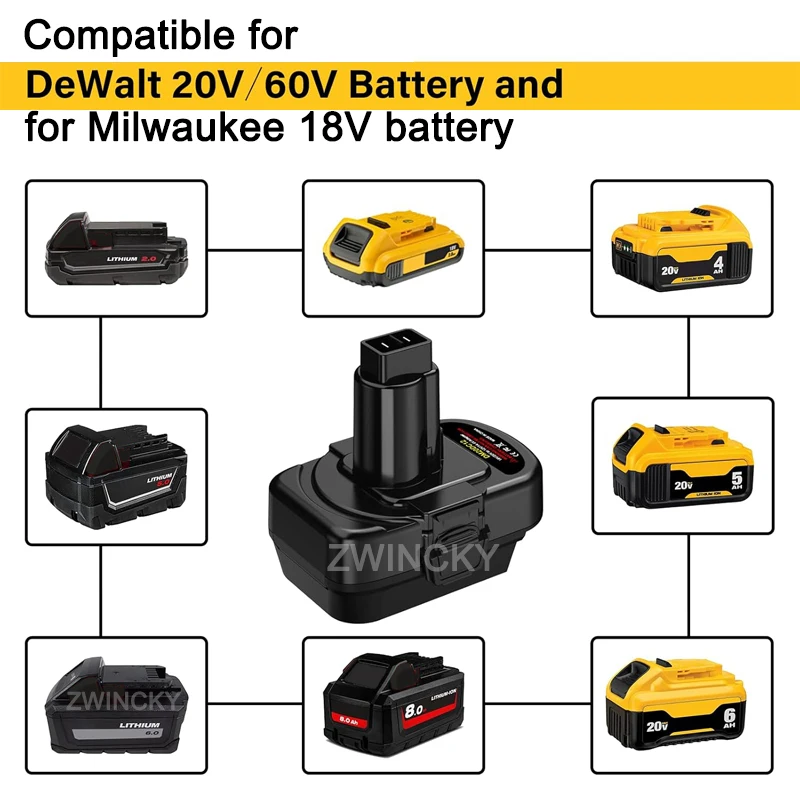 Фото Адаптер-переходник для аккумулятора Dewalt/Milwaukee 18 В, литий-ионный аккумулятор для Ni-MH аккумуляторов Dewalt 12 В/14,4 В, электроинструмент DW9071 DC9071 №4