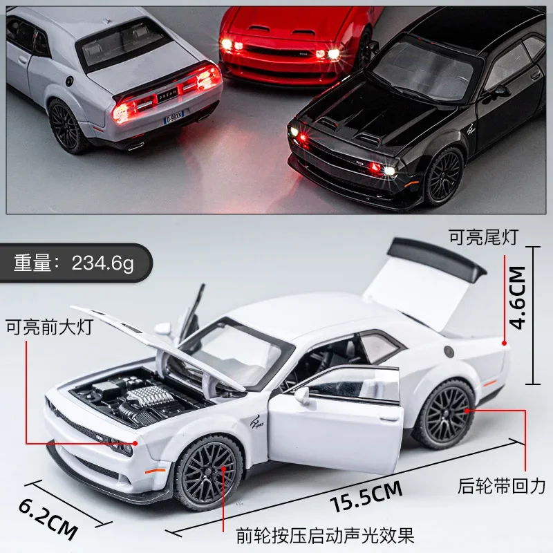 1: 32 Dodge Challenger SRT Hell Cat спортивный автомобиль модель автомобиля из сплава украшение