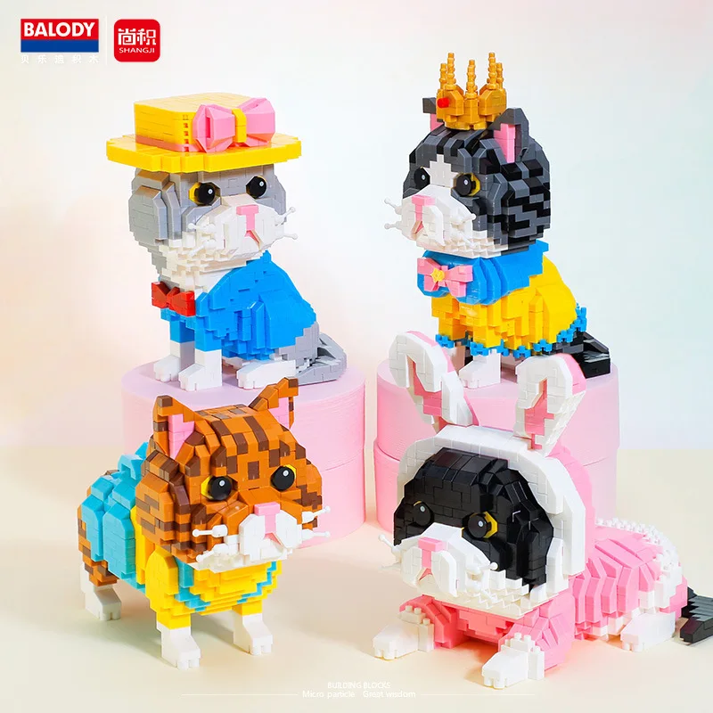 

Cute Cartoon Cat Building Blocks Diamond Bricks Black Cat Model Educational Toys Kids Girl Gifts for Children