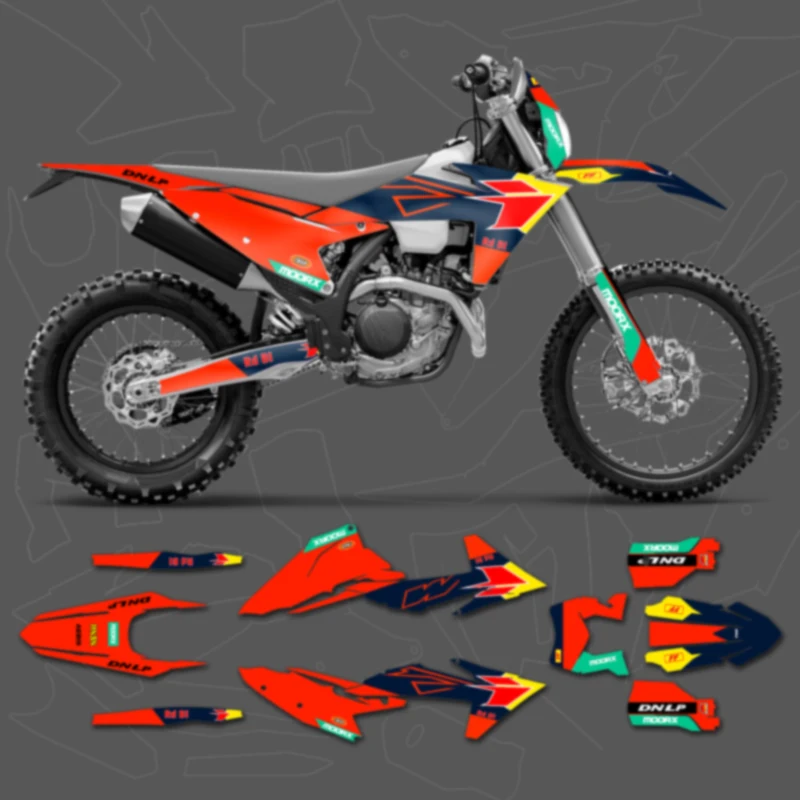 

DSMTECH мотоциклетная графическая фоновая наклейка для KTM 125 250 300 350 450 2023-2025 SXF 2024-2026EXC наклейки наборы наклеек 008