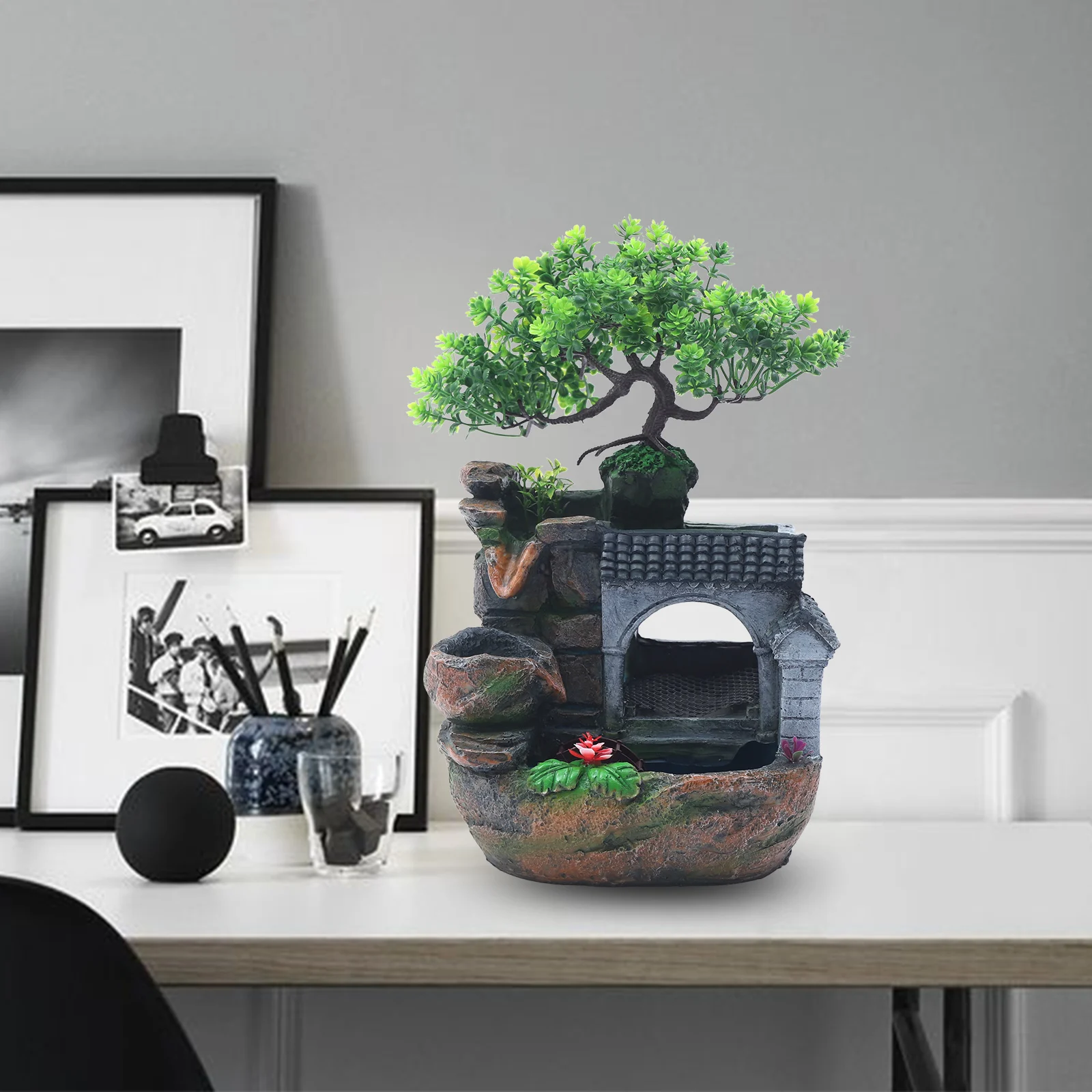 Настольный фонтан Bymaocar с водопадом настольный декор со светодиодным водяным