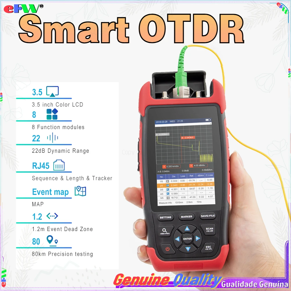 Умный волоконно-оптический рефлектометр FTTH 1310 нм Мини OTDR 8 функций VFL OPM OLS карта