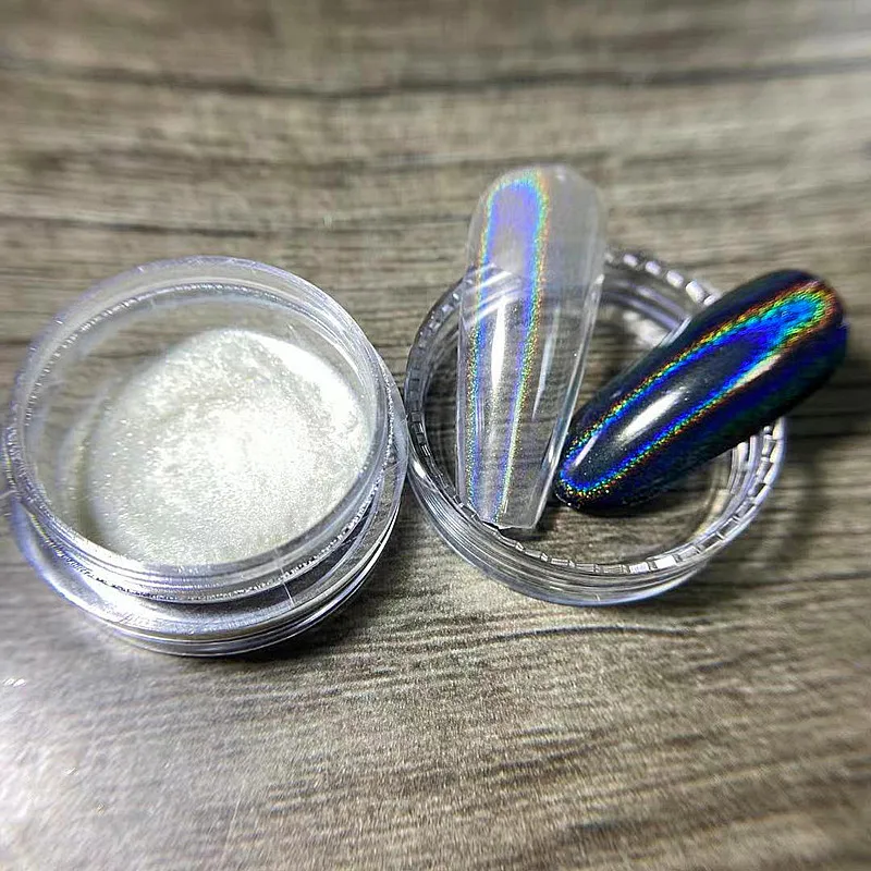 

1Jar Universal Laser Nail Glitter Powder Net0.3g White Holographic Chrome Shinning Powder Colorful Magic Mirror Laser Powder &*&
