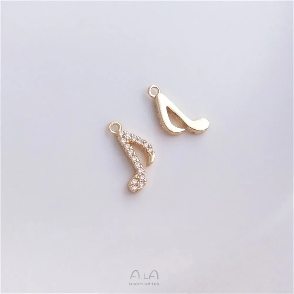 14-каратное золото с микроинкрустацией цирконом кулон замком для скрипки