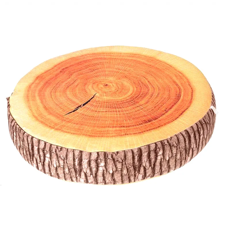 

3D Creative Simulation Wood Pillow Stump Cushion Round Chair Seat Cushion Sofa Pillow Chair Cushion Home Office Decoration 1pc