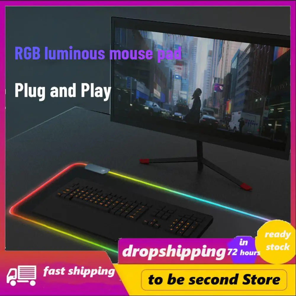 

Computer Table Surface Keyboard Pad Rgb X09-07 Gaming Mouse Pad Luminous Gamer Desk Mat Mice Accessories Thickened Rubber