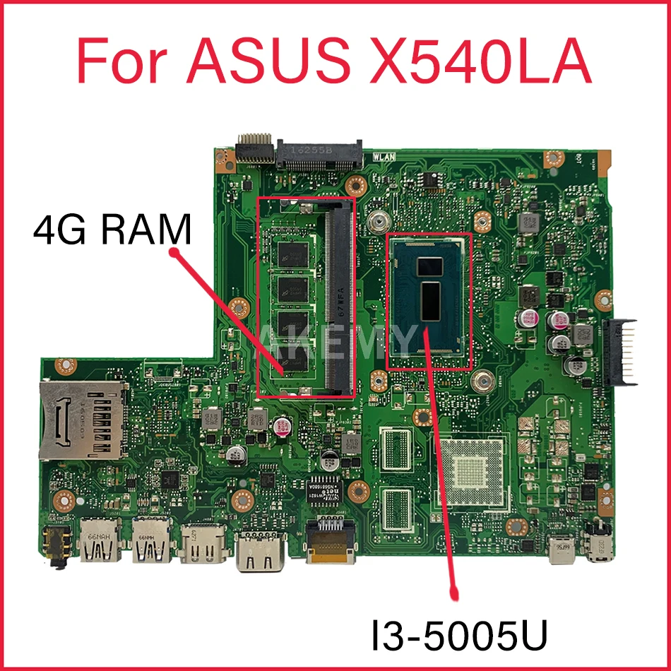 

Материнская плата Akemy X540LA для ноутбука Asus X540LJ X540L F540L X540, протестированная оригинальная материнская плата, 4G ОЗУ