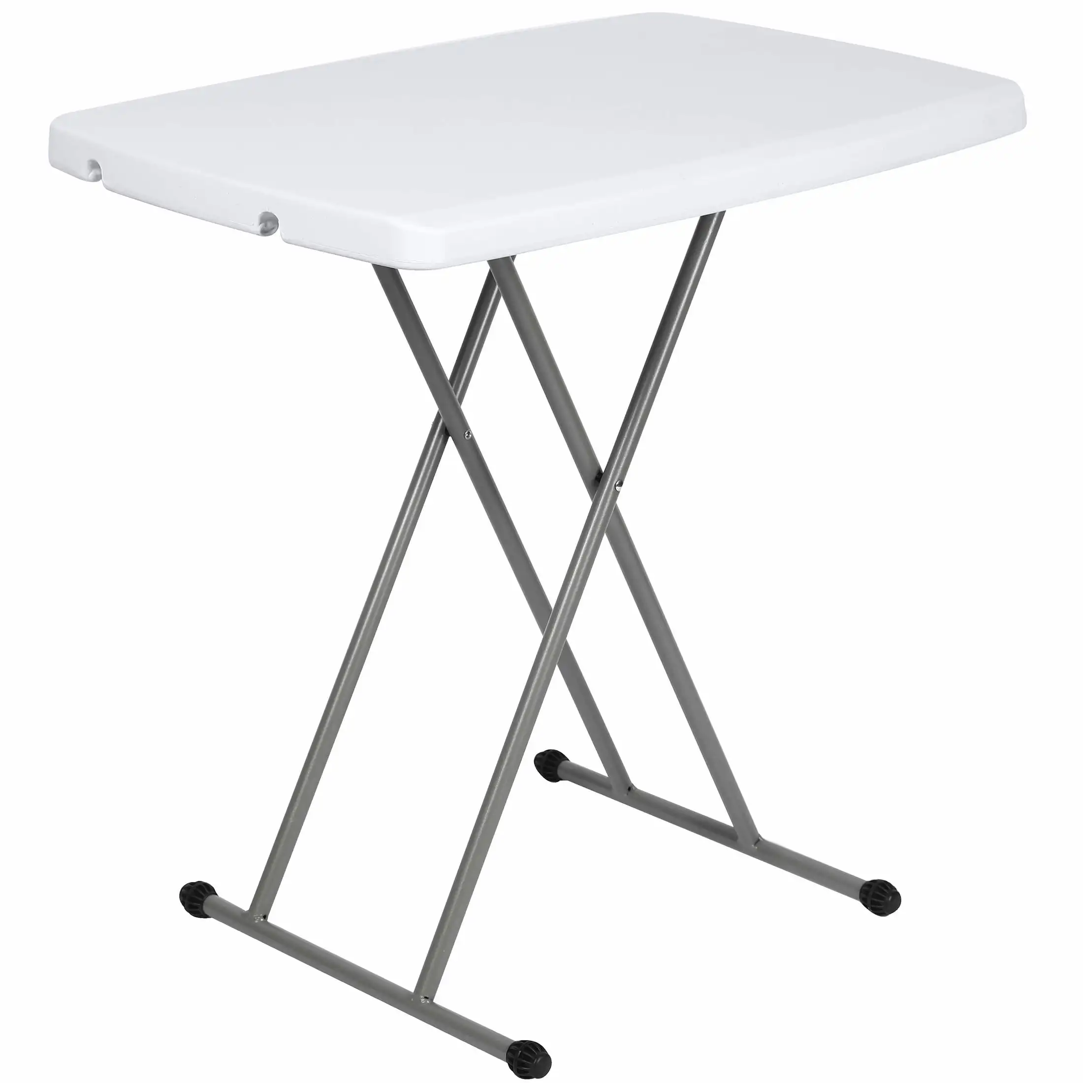 

30 inch Personal Folding Table Adjustable Resin TV Tray, White