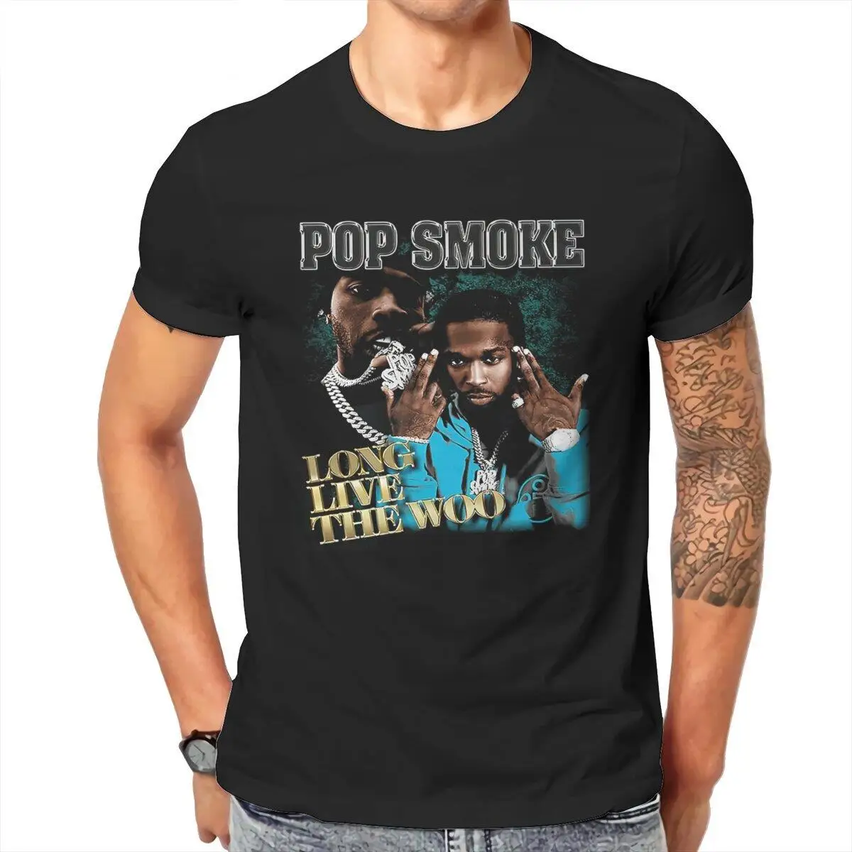 Rappers Pop Smoke Hip Hop Lovers T-Shirt for Men 100% Cotton Tee Shirt Round Collar Short Sleeve T Shirts Gift Idea Clothing