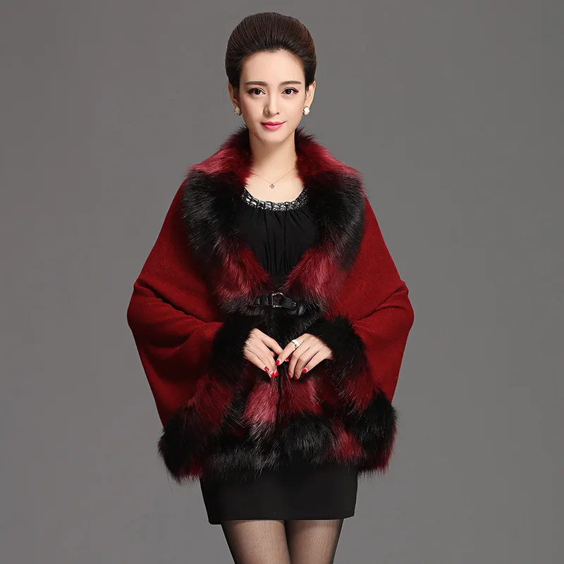 New Winter Long Sleeve Imitation Fox Fur Coat Gradient Color Women Fashion Warm Coats Outerwear Fake Fur Shawl Women Clothing