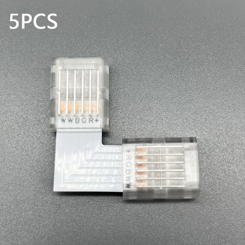 

5 шт./лот 12 мм 6-контактный L-образный Т-образный разъем для бесплатной пайки проводов для RGBCCT 5in1 RGBCW светодиодная лента 6-контактный разъем