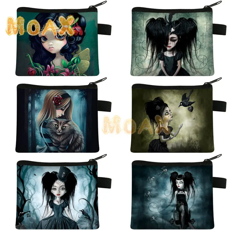 

Gothic Girls Print Cosmetic Bag Women Fashion Mini Portable Handbag Credit Card Money Coin Purse Keychain Earphone Makeup Bag