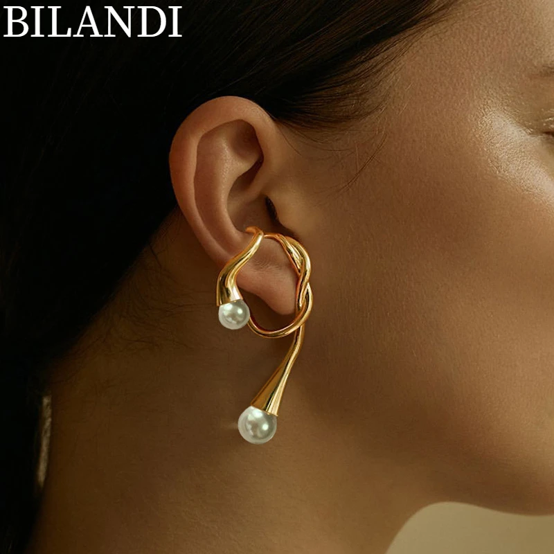 Buy Bilandi Women Jewelry Vintage Temperament Pearl Ear Clip Popular Design Irregular Earrings For Party Gifts on