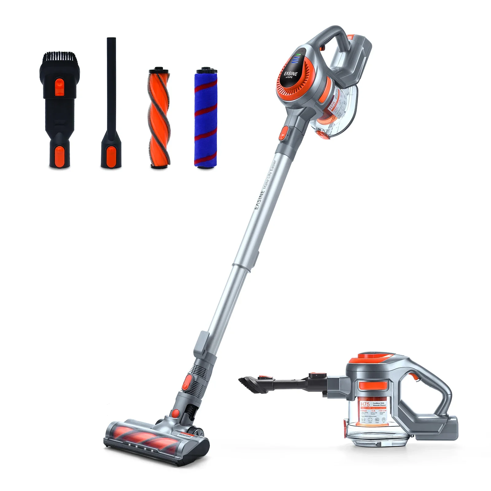 

ILIFE H75 Cordless Multipurpose Handheld Vacuum Cleaner with 22000Pa Suction,Adjustable Extension Wand, Large 1.3L Dust Tank