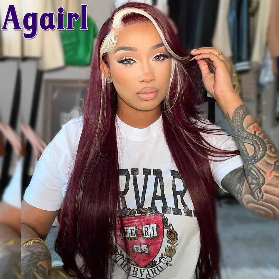 

13x4 13x6 Lace Frontal Wig Wine Red Honey Blonde with 613 Colored Human Hair Wigs HD Transparent 13x4 Lace Front Wig Pre Plucked