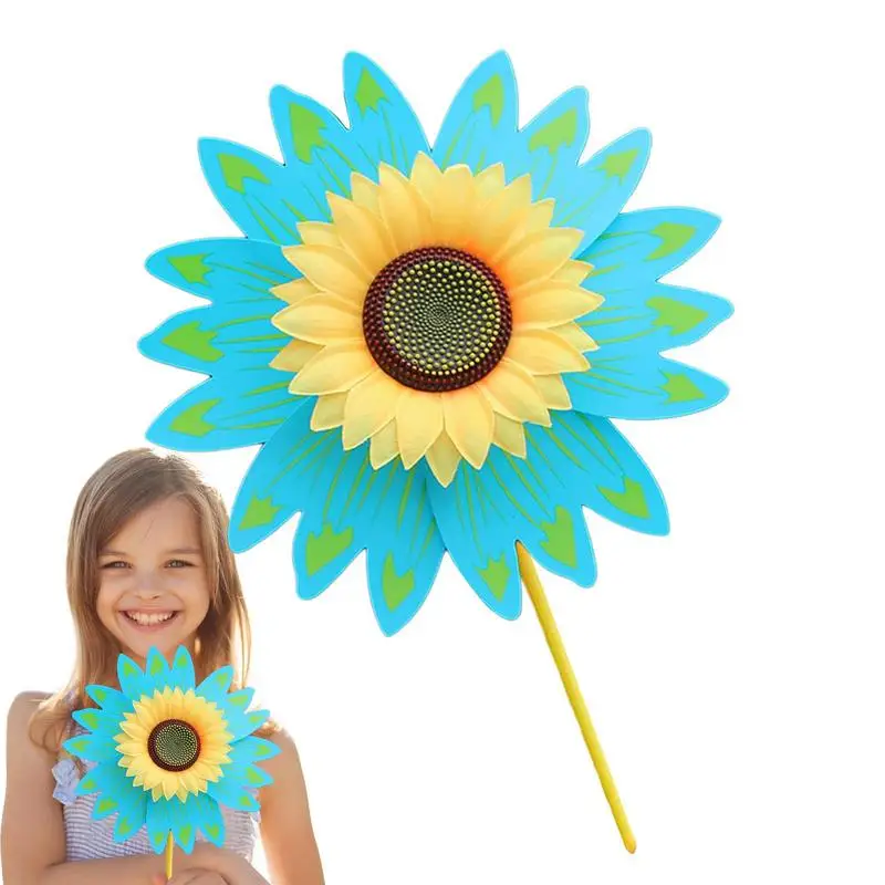 

Sunflower Pinwheels 28CM Wind Spinning Small Sunflower Pinwheels Multifunctional 3D Structure Decorative Bright Colors Kids Toys