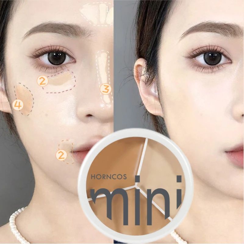 

3 Color Mini Concealer Kit Plate of Flaw Face Spots Cover Brighten the Lacrimal Groove Black Rim Eyes Facial Waterproof Makeup