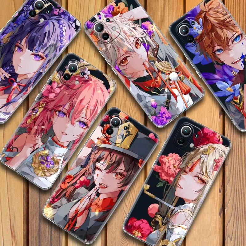 

Anime Genshin Impact Flower Game Case For Xiaomi Mi 11 Note 10 9 9T 12 Pro Lite Poco X3 F3 M3 Clear Cover Redmi 9 9A 9C 10 Cases