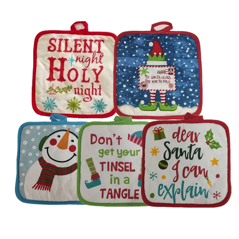 

1Pc 20.5x20.5cm Cotton Large Square Red Christmas Snowman Placemat Claypot Mat Coaster