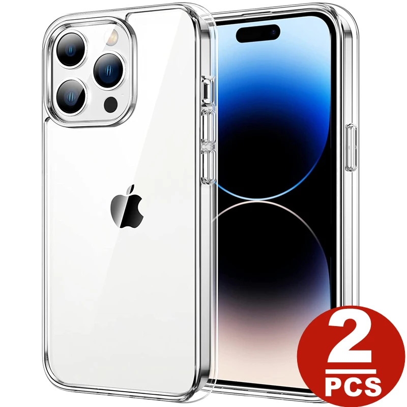 

2PCS Silicone Soft TPU Phone Case for iPhone 14 Pro Max Back Cover Case for iPhone 13 12 11 Pro XR X XS Max 7 8 Case Original