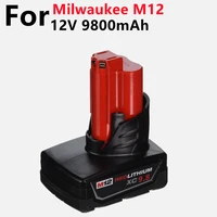 100 new original for milwaukee m12 battery 12v 9800mah power tool rechargeable li ion battery replacement battery backup l10