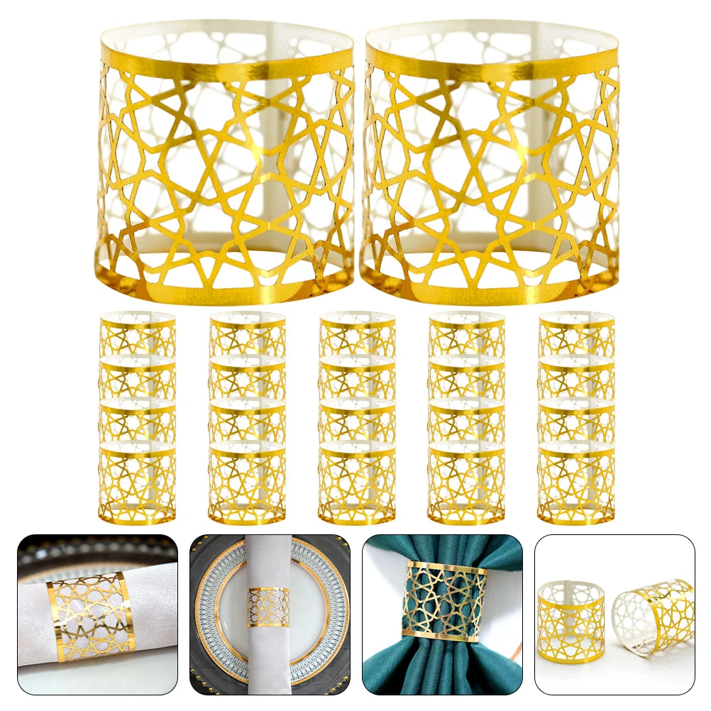 

Empty Napkin Buttons Chic Serviette Ring Accessory Supply Exquisite Buckle Paper Compact Hollowed Hotel Delicate