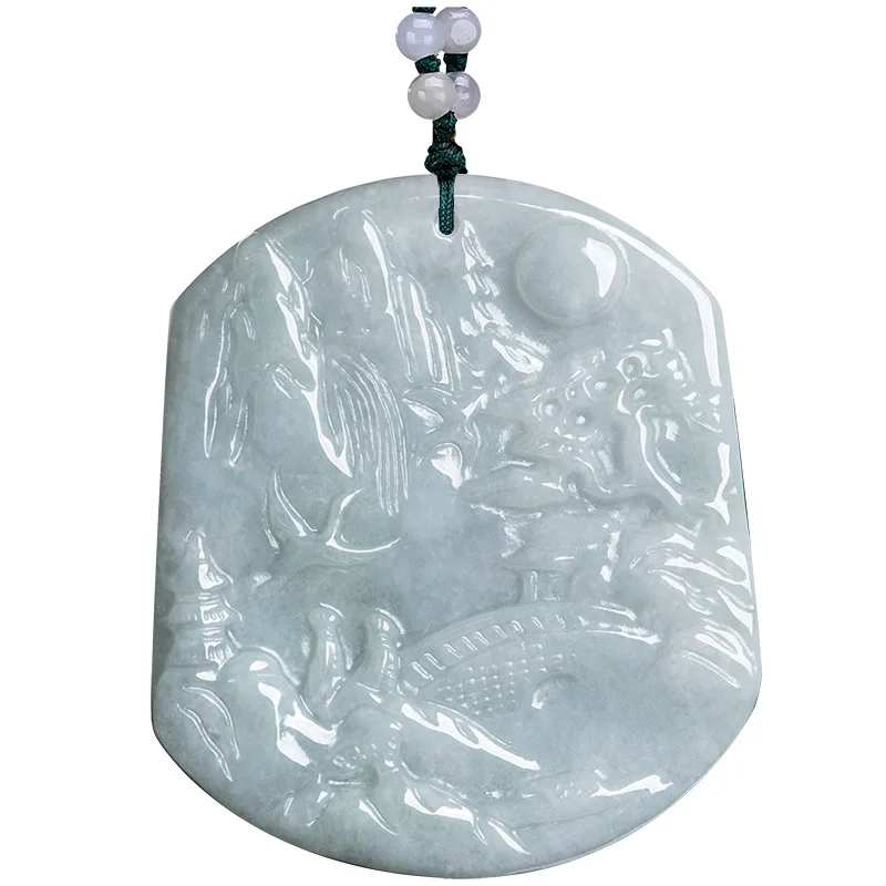 

Burmese Jade Landscape Pendant Man Natural White Jewelry Gemstones Pendants Gemstone Emerald Necklace Carved Jadeite Luxury