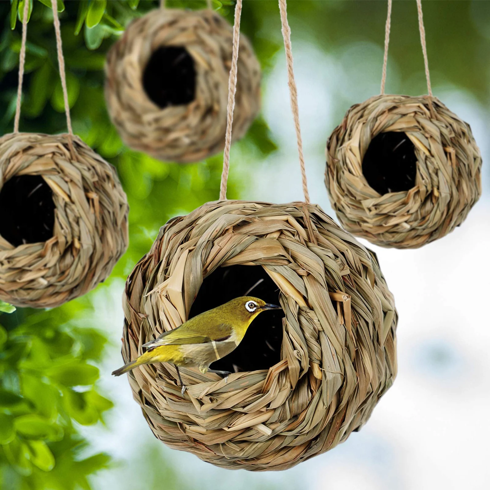 

Birds Nest Bird Cage Natural Fiber Finch Bird House Outdoor Cage Shelter Hideaway Weaved Parrot Nest