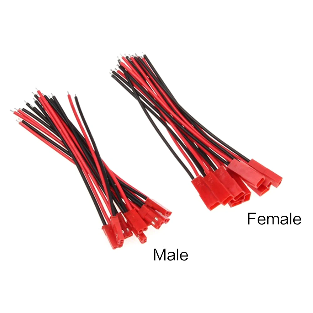 

10 Pairs 100mm 2 Pin JST Male Female Plug Cable 22 AWG Wire For RC Battery Helicopter DIY LED Lights Decoration