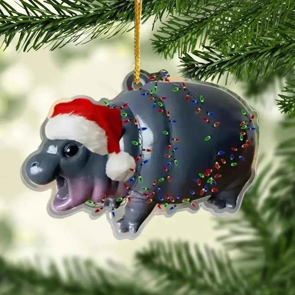 Рождественское украшение Moodeng из смолы Angry Hippopotamus акриловое для рождественской