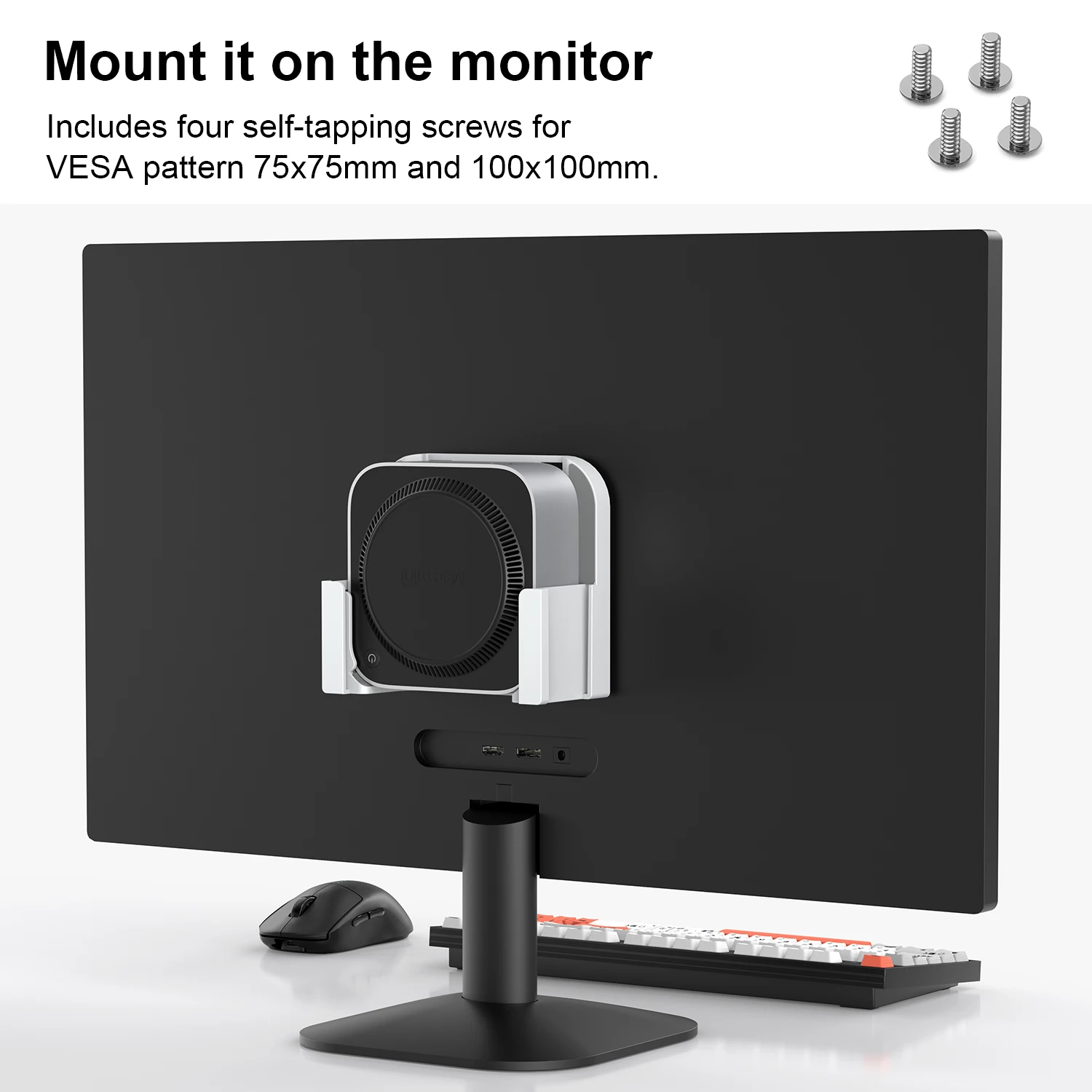 Фото Крепление Qwiizlab для Mac mini M4/M4 Pro 2024, VESA и настенное крепление со съемными корзинами для хранения, силиконовые подушечки с защитой от царапин №3
