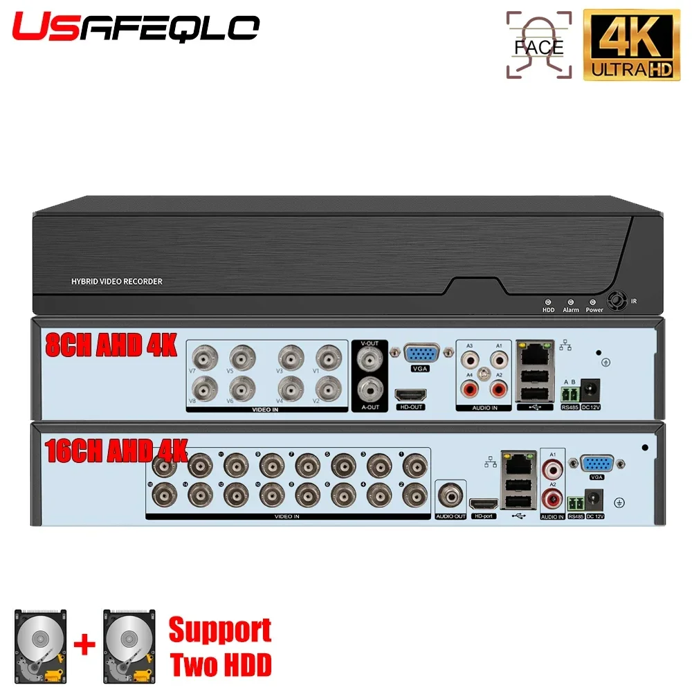 

USAFEQLO 63N08/16T-GL/GS(2HDD) Цифровой видеорегистратор 8MP H.265