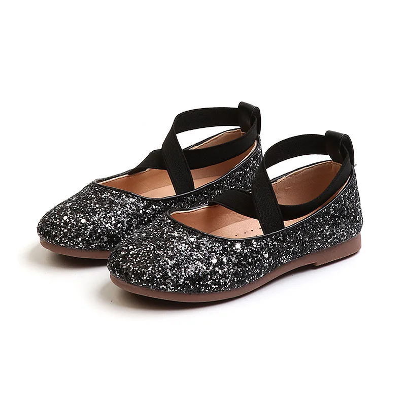 

COZULMA Kids Girls Spring Elegant Princess Shoes Children Glitter Soft Sole Flat Casual Shoes Size 26-35