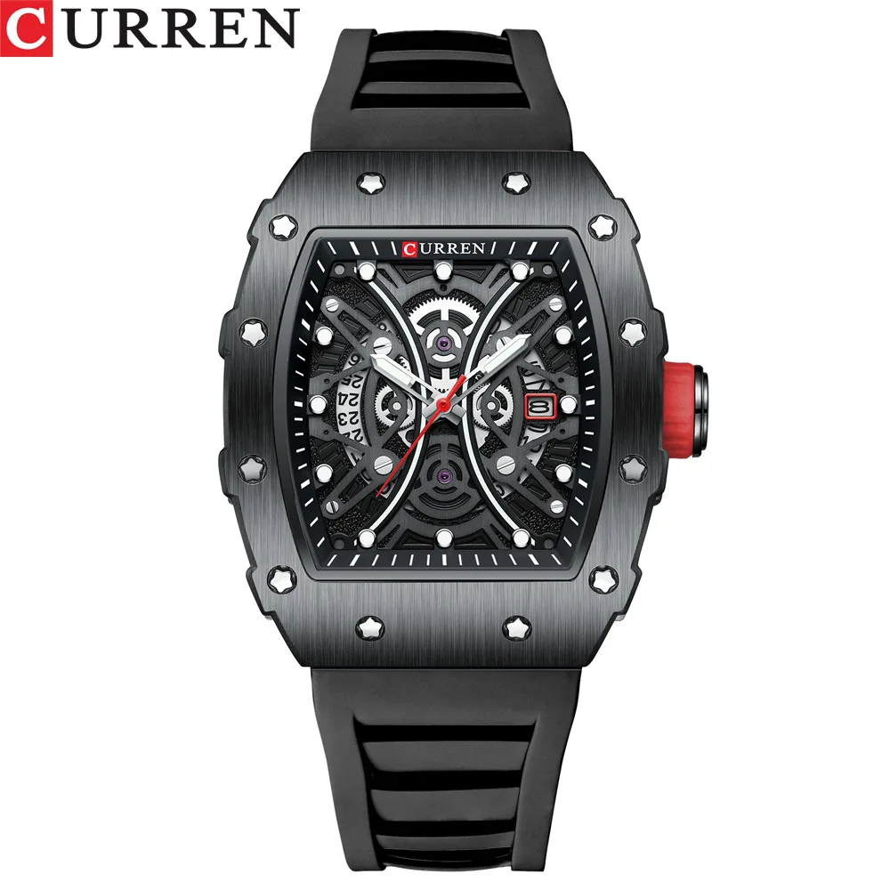 

CURREN Fashion Original Quartz Men Watch Luxury Sport Rectangular Date Wristwatch Luminous Hands Waterproof Clock Reloj Hombre