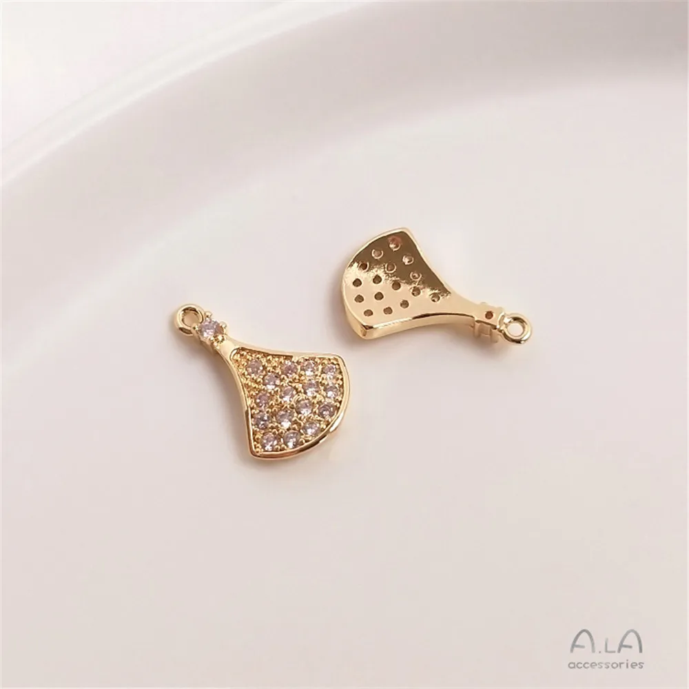 

Micro inlaid zircon skirt fan pendant DIY jewelry clavicle Necklace Earring Pendant