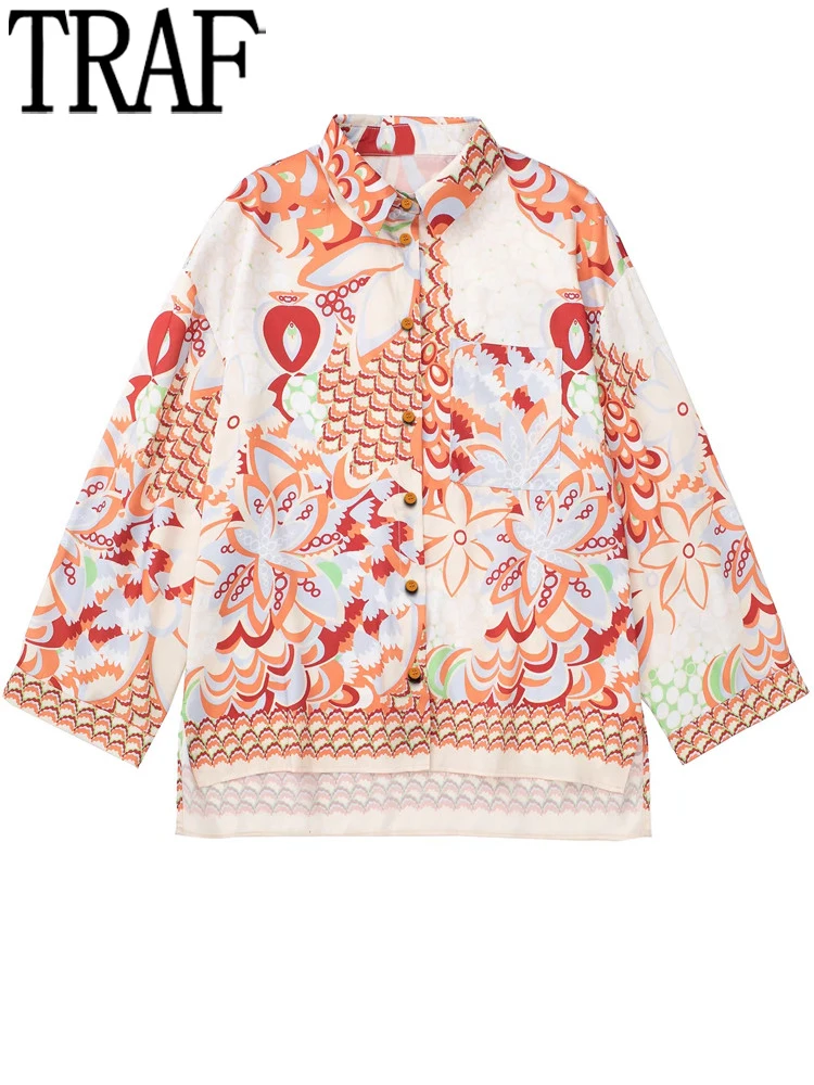 

Женская Асимметричная рубашка с длинным рукавом, воротником на пуговицах