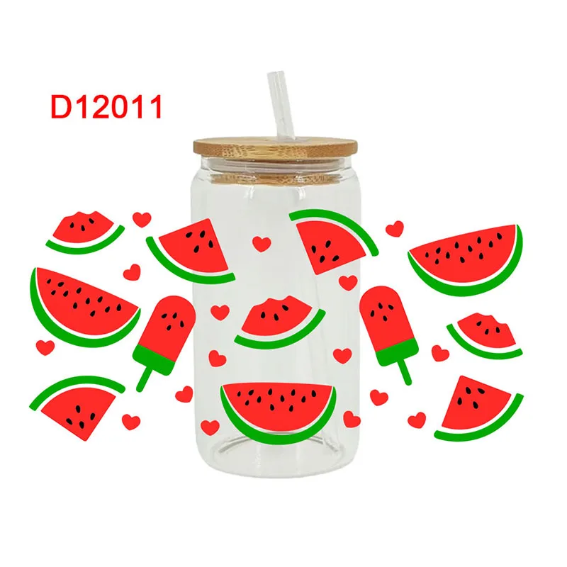 

3D УФ-трансферы DTF, наклейки на 16 унций, обертывания для чашек, еда, фруктов, с принтом для DIY, стекла, керамики, металла, кожи и т. д. D12011