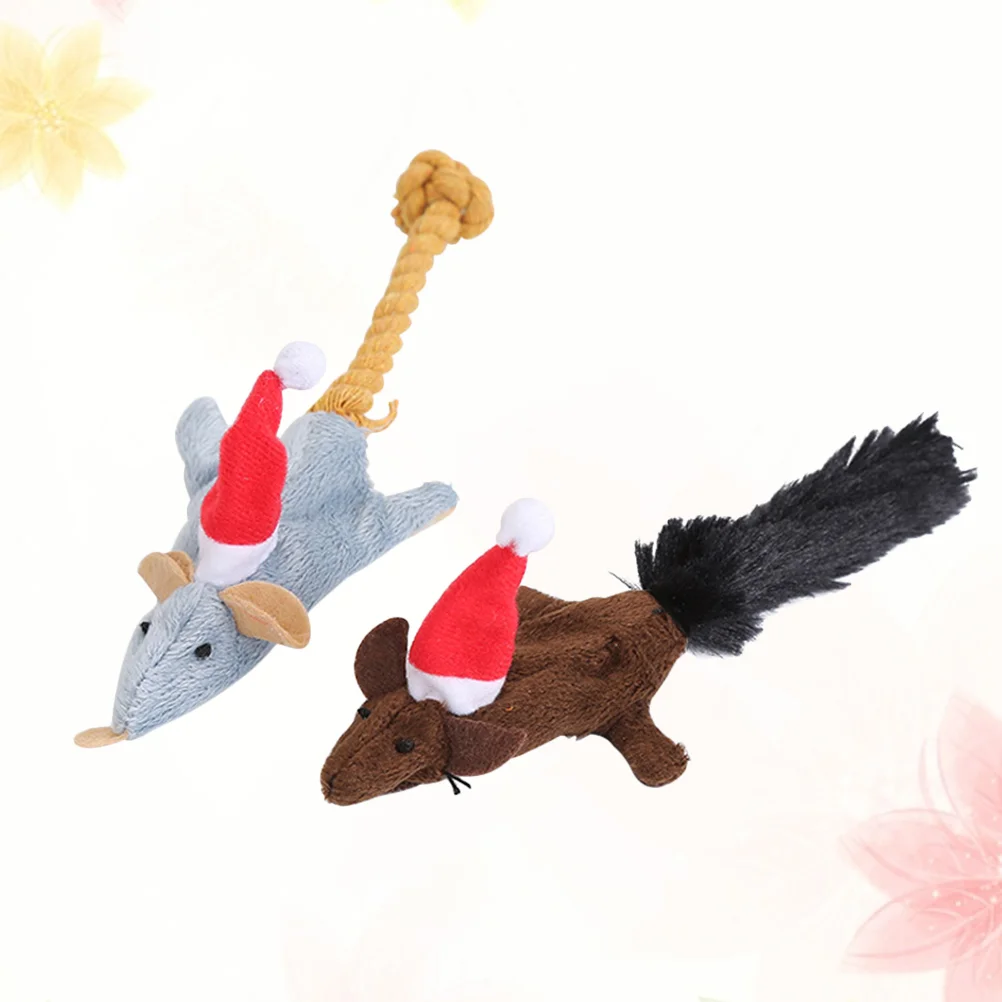 

2Pcs Biting Plush Interesting Christmas Chew Play Gift Supplies for