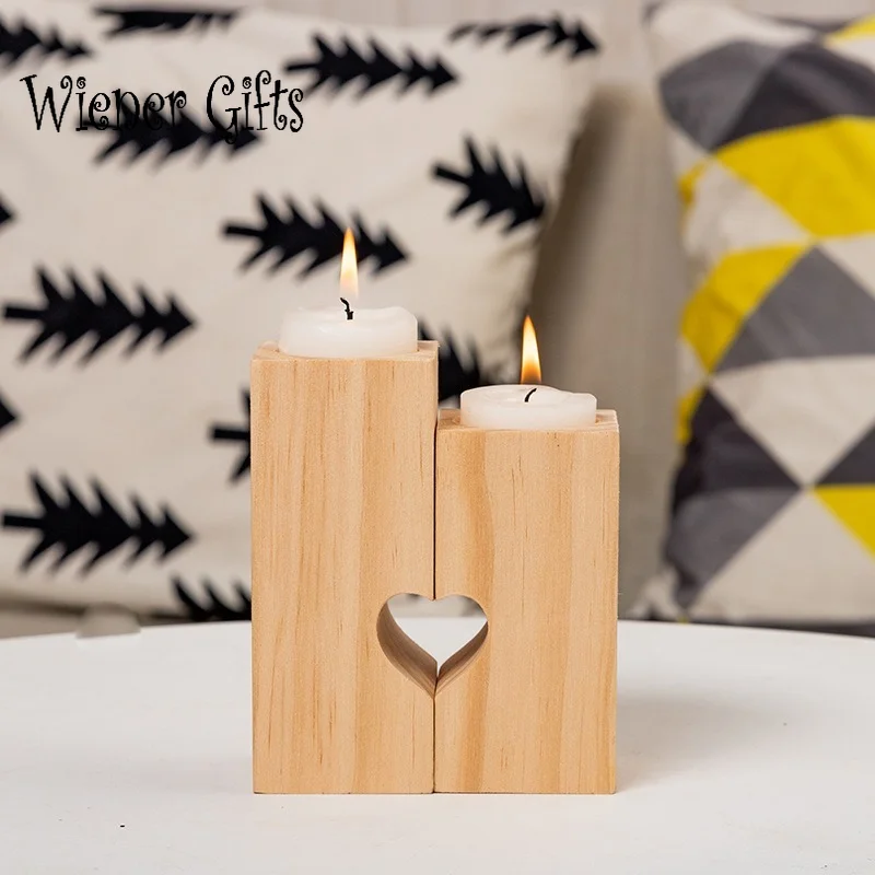 

Heart Shaped Candlestick Wooden Candle Holders Creative Atmosphere Ornaments for Boy/girl Friend Valentines Day Wedding Gifts