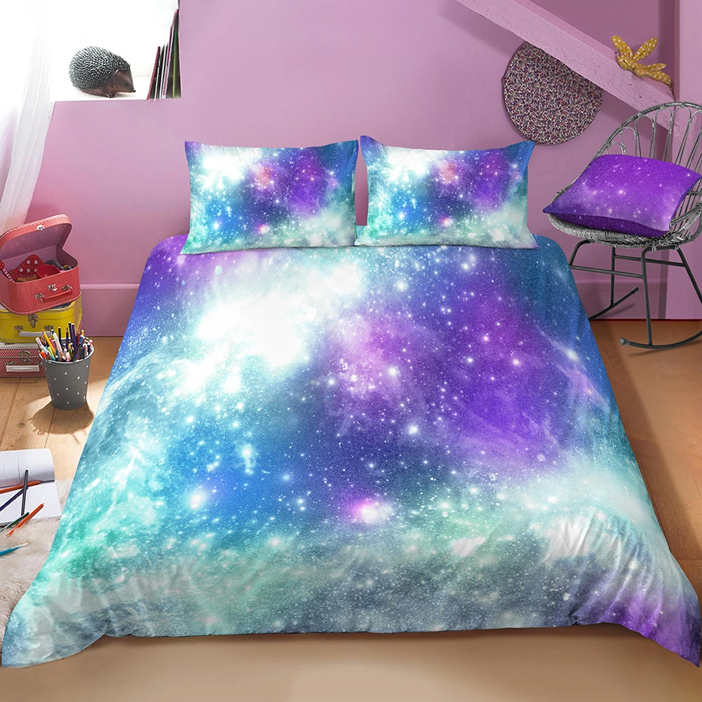 

3D Starry Sky Duvet Cover Flower Pattern Home Textile Bedding Sets With Pillow Case King Queen Size Soft Bedding Set For Adult