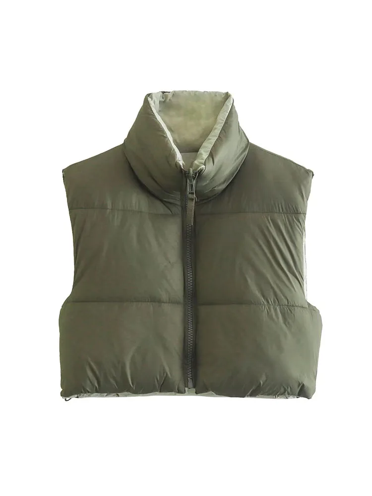 

2022 autumn and winter women's new retro high-collar casual versatile two-sided wear short cotton undershirt