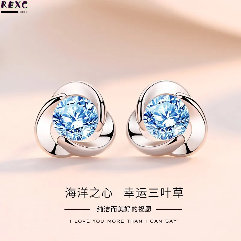 

925 Silver Ocean Heart Earrings 2021 New Fashion Earrings Sterling Silver Minority Design Gifts for Female Friends