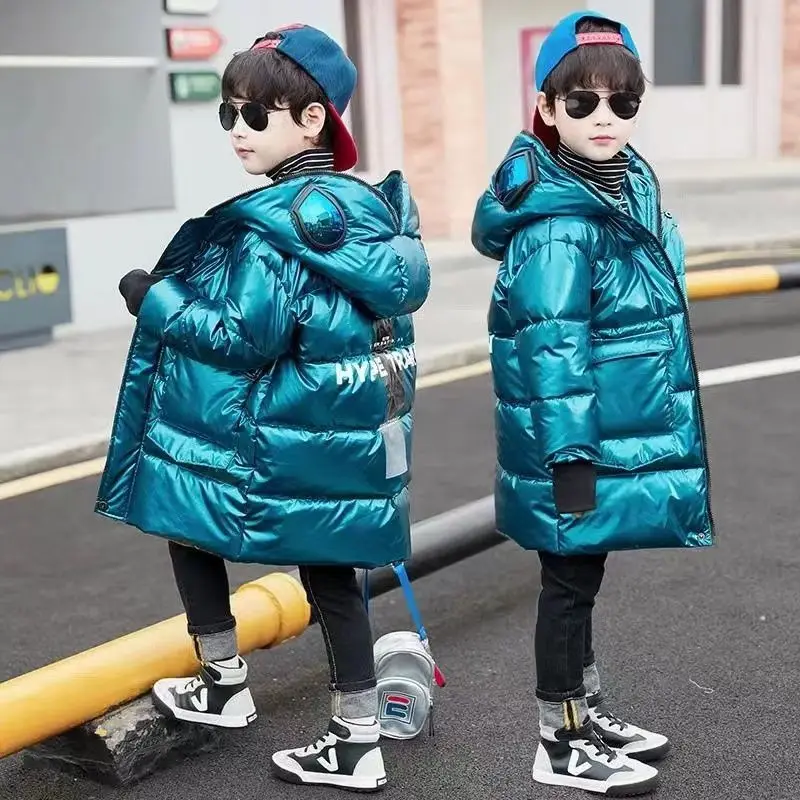 

Kids Winter Parkas Jacket For Boys Children's Outerwear Fashion Thick Warm Long Coats Hooded Snowsuit Children Glasses Overcoat