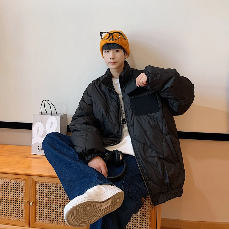 Winter Jacket Men Warm Fashion Retro Thicken Plaid Jacket Men Streetwear Korean Loose Thick Short Coat Mens Parker Clothes M-2XL